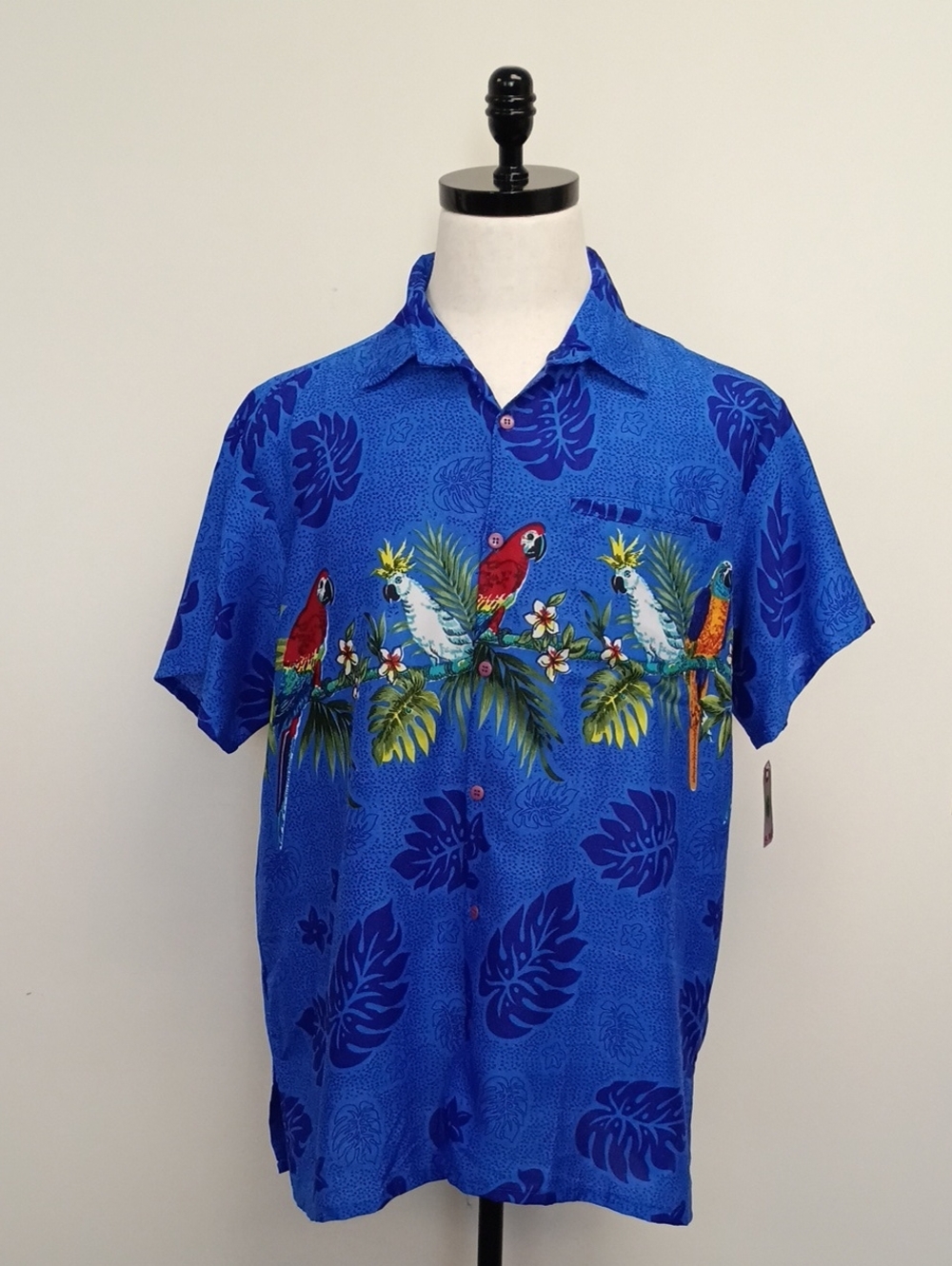 Riva Tropical Parrot Hawaiian Camp Shirt Large
